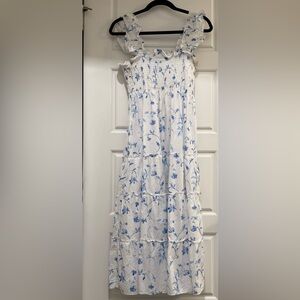 Hill House Home The Ellie Nap Dress Floral Blue Botanical size S